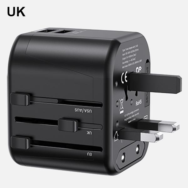 USAMS Network Adapter. 2xUSB T55 12W4in1 US/AU/EU/UK black/black CC173TC01 (US-CC173) Univesal Travel Charger