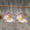 Cross-border unicorn earrings creative Year of the Horse trend versatile 2D flat acrylic cute color pony earrings