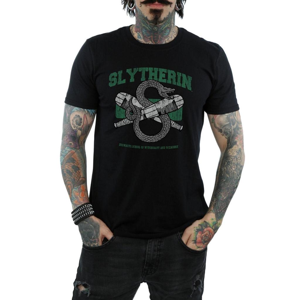Harry Potter Mens Slytherin Quidditch Emblem T-Shirt