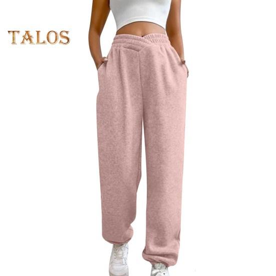 Женские спортивные штаны с высокой талией, свободные спортивные штаны с карманами, кроссоверы, спортивные штаны, удобные брюки для тренировок