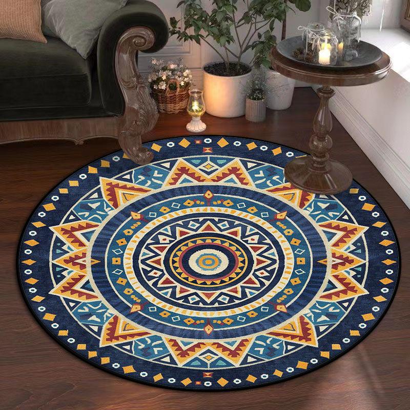 Круглый ковер в богемном стиле, нескользящие коврики для гостиной, украшение для кабинета, коврик для стула, мягкий милый декор для комнаты девочки, ковры, легкая чистка
