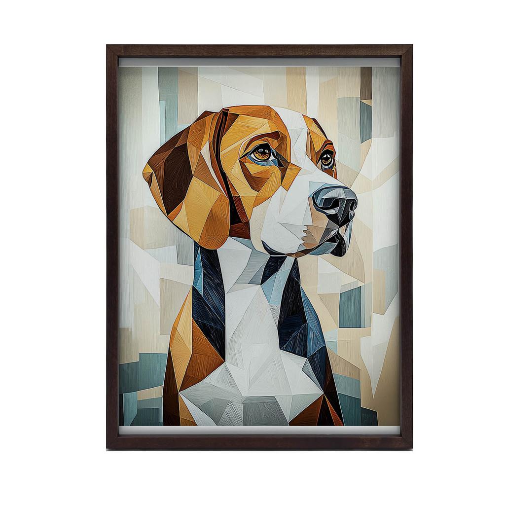 Plakat Beagle W Geometrii Plakat Beagle W Geometrii, 70X100 Cm, Rama Drewniana Jasny Dąb, Papier Matowy 230 Gsm