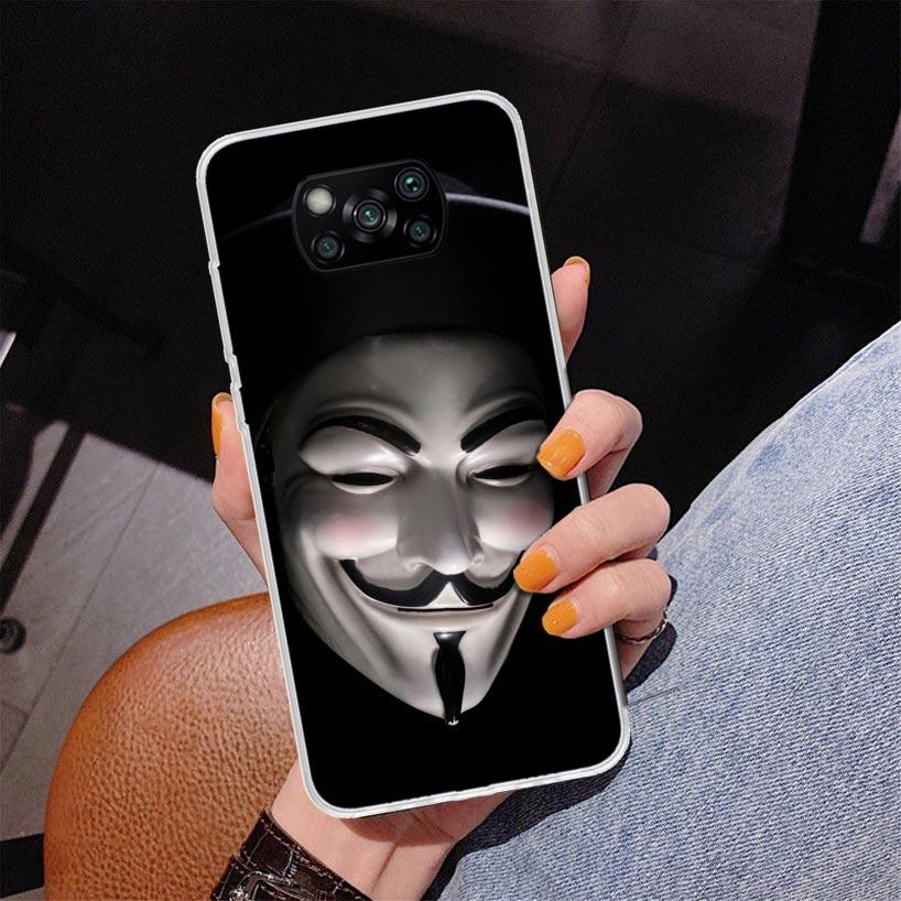 Анонимный чехол-маска V для телефона Xiaomi Poco X7 X6 X5 Pro F7 Ultra Redmi 15C 15 13C 13 12C 12 10 10A 10C 9 9A 9C 9T Обложка Poco X7