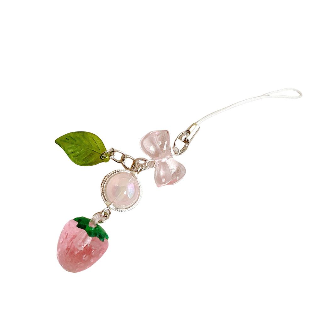 Подвеска для телефона в виде листа клубники. Игривый аксессуар для ремешка для телефона в виде листа клубники для модных пользователей.