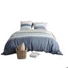 Parure De Couette - Canopia - 240x260 Cm - 100% Coton - Motif Graphique Bleu Et Beige
