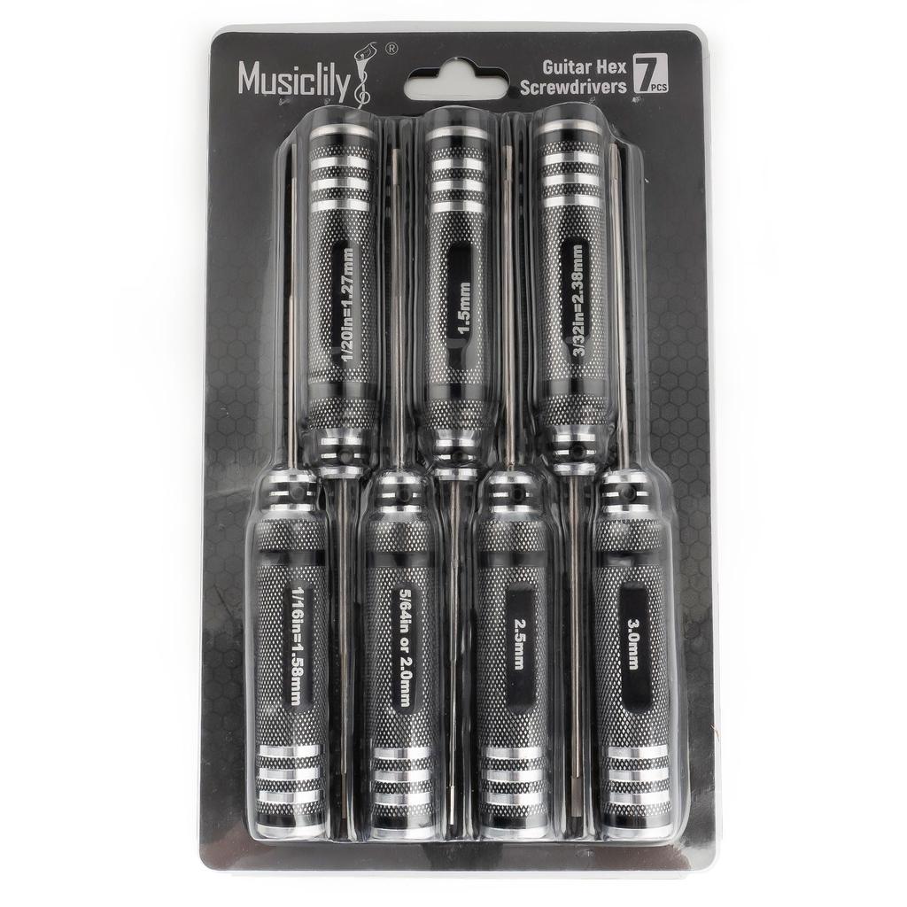 Musiclily Pro Hex Wrench Set of for Adjusting Guitar and Bass Saddles and Knobs 7, Steel,
