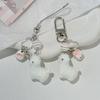 Flocking Cartoon Lamb Keychain Cute Kawaii Plush Animal Pendant Bag Charm Decoration Keyring Car Key Holder Earphone Case Gift
