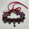 New Sexy Lace Flower Necklace For Women Gothic Punk Velvet Collar Choker Black Waterdrop Pendent Necklace Strap Bow Jewelry