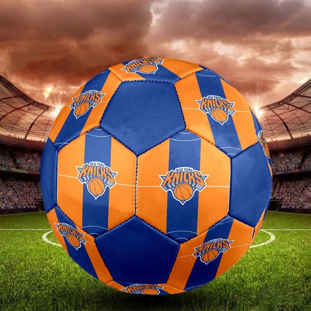 NY Knicks Indoor Soccer Ball Colorful All Ages Size 5 Machine Stitched PVC Competition Ready Durable High-Bounce