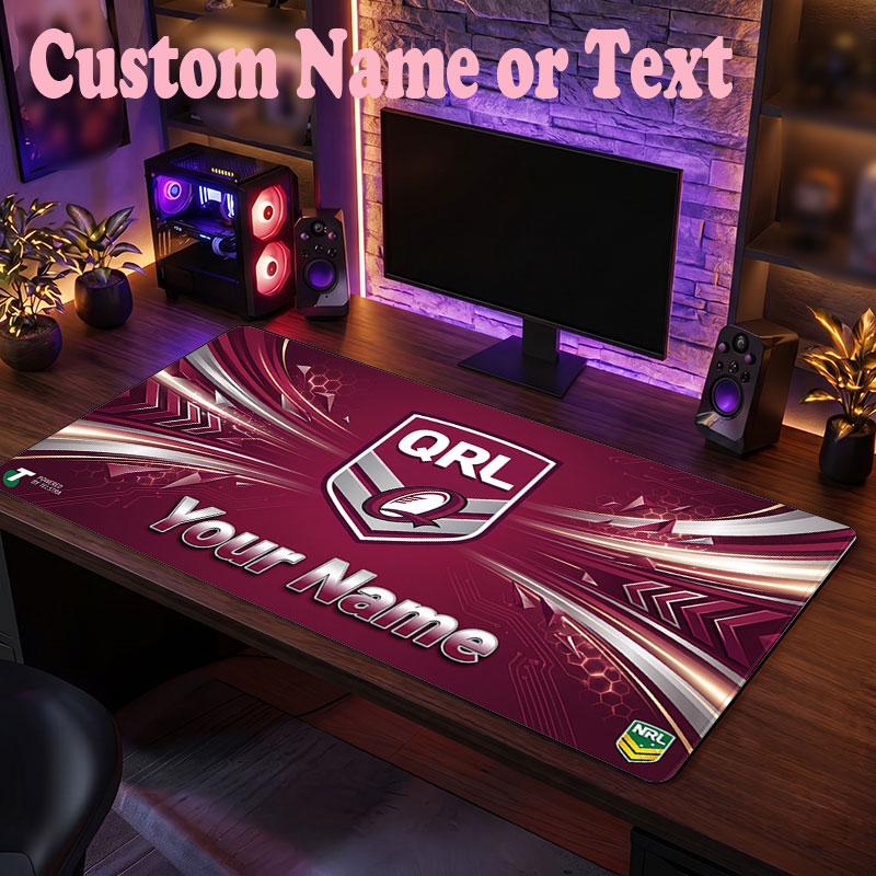 Queensland Maroons Customized Name Text Mouse Pad, Large Desk Mouse Mat Personalized Home Office Present