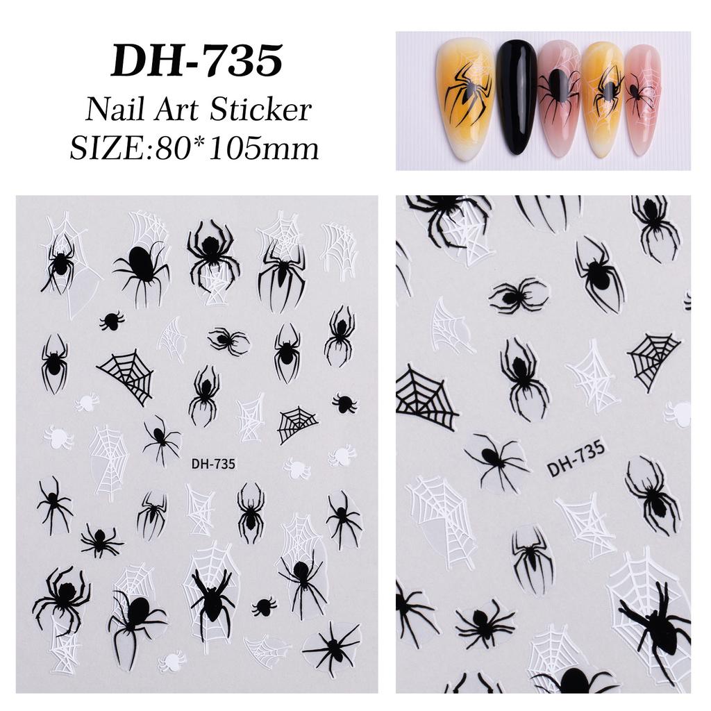 3D Хэллоуин Наклейки для дизайна ногтей Череп Тыква Летучая мышь Паутина Дизайн Наклейки для ногтей Панк Готика Стиль Наклейки Для Маникюра DIY