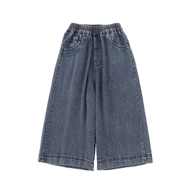 Youyou Girls' Summer Lightweight Wide-Leg Capri Denim Pants