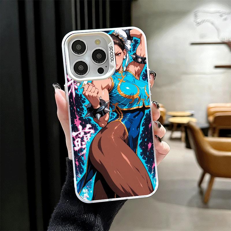 Мягкий чехол ChunLi S-Street F-FighterS для iPhone 15 16 17 Pro Max 17Air 16E 14 Plus 13 12 Mini Ударопрочный чехол Задняя панель
