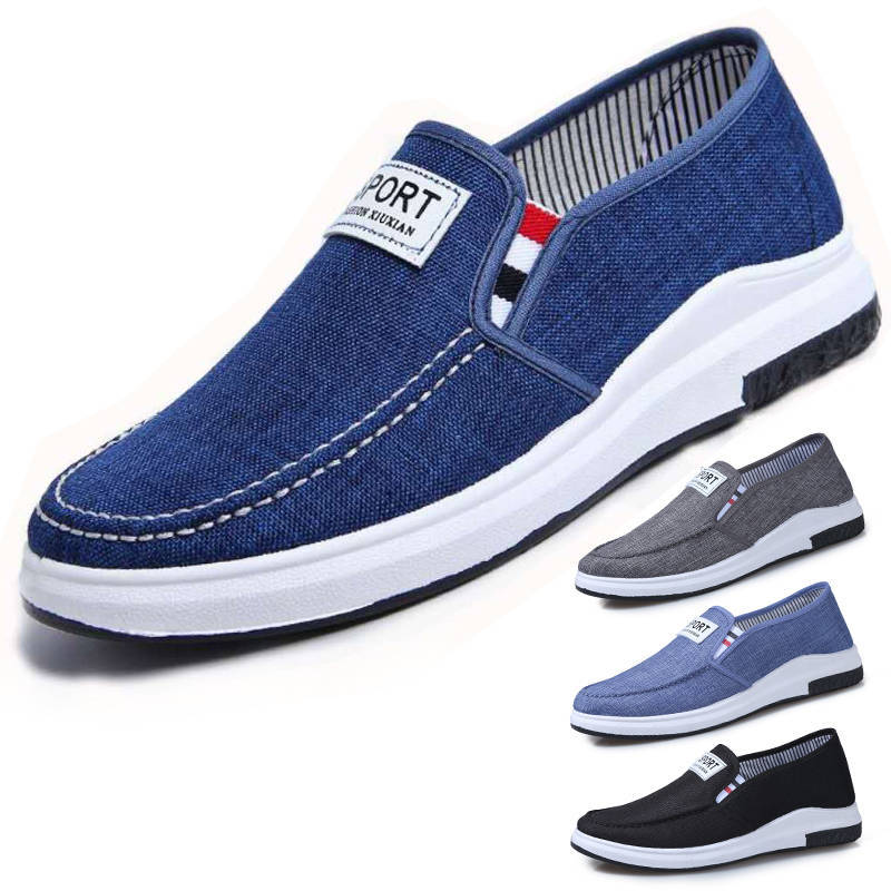 Summer Men Canvas Shoes Denim Flats Low-top Casual Men's Shoes