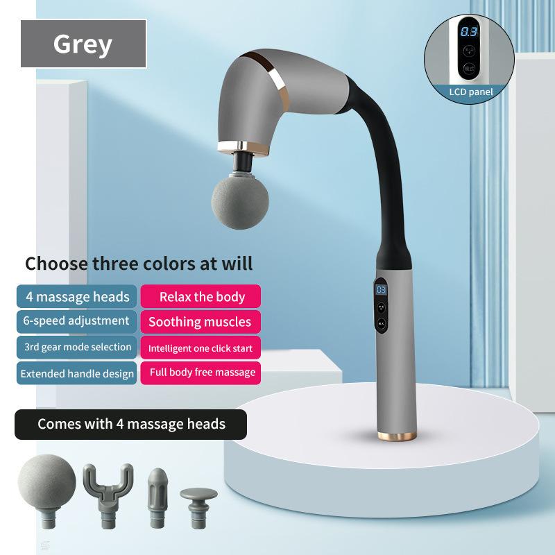 Беспроводной массажный пистолет 4-в-1 с удлиненной ручкой, шесть режимов скорости, три режима, для расслабления мышц шеи/плеч/талии/ног