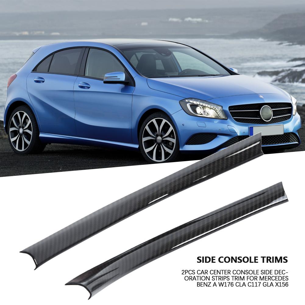2pcs Car Center Console Side Decoration Strips Trim for Mercedes Benz A W176 CLA C117 GLA X156