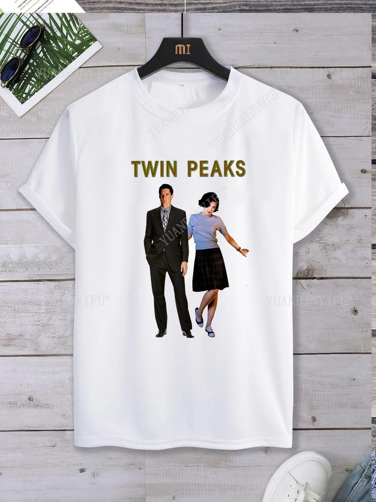 Хипстерская футболка с принтом Twin Peaks Унисекс Свободная футболка Топ Короткий рукав Круглый вырез Уличная Горячая Распродажа