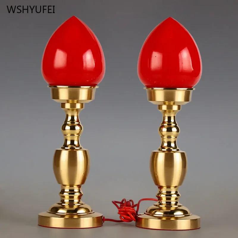 2 шт. полностью медный имитационный подсвечник, принадлежности для буддийского храма, предметы интерьера для гостиной, молитва о благоприятности