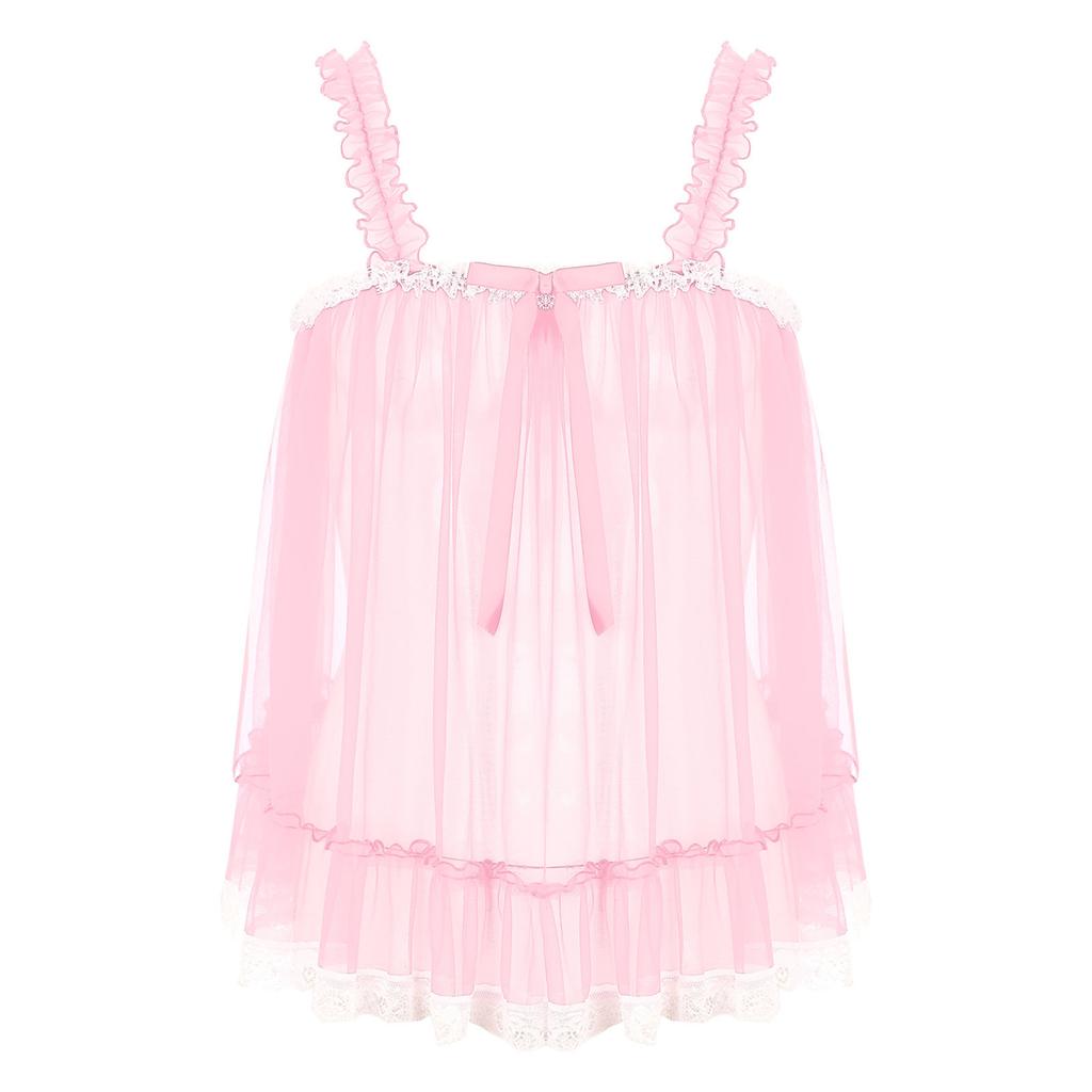 Мужское нижнее белье Sissy, прозрачное кружевное нижнее белье, платье, сексуальная сорочка, искушение, одежда для сна