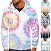 Мужская мода повседневная застежка-молния с градиентным принтом тай-дай и куртка-толстовка с капюшоном