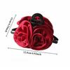French Big Double Rose Flower Hair Claw Clips for Women Girls Vintage Satin Solid Fabric Handmade Shark Hairgrip Accessories