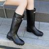 Women's High-Top Waterproof Fashion Rain Boots - European and American Style, Thick-Soled, Non-Slip, Outdoor Wear.