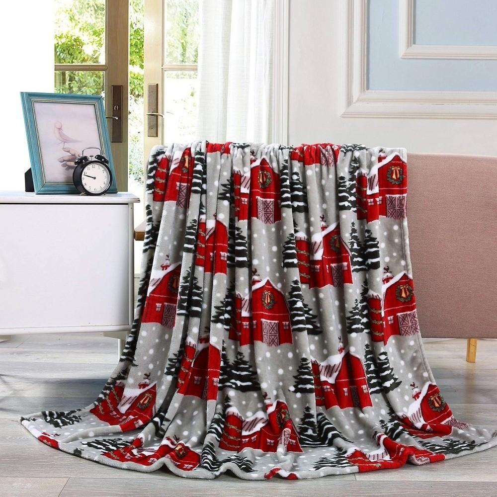 Flannel Sofa Blanket Elk Snowflake Washable Cosy Snuggle Blanket Soft Winter Warm Christmas Throw Blanket For Bed Sofa Office