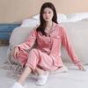 Velvet Solid Color Simple Pajamas Set Autumn and Winter New Velvet Pajamas Female Sexy Lapel Casual Home Wear Pajamas