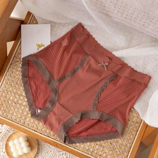 Lady Underpants Lace High Waist Solid Color Thin Tummy Control Elastic Panties Seamless Good Breathability Daily Sport Briefs