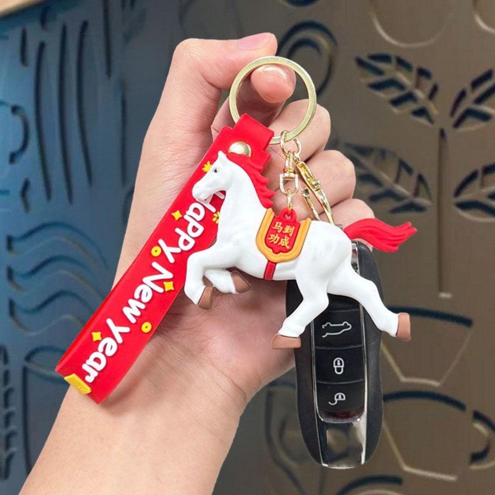 Ornament Style Zodiac Horse Keyring Chinese Zodiac Design Car Key Chain Backpack Pendant