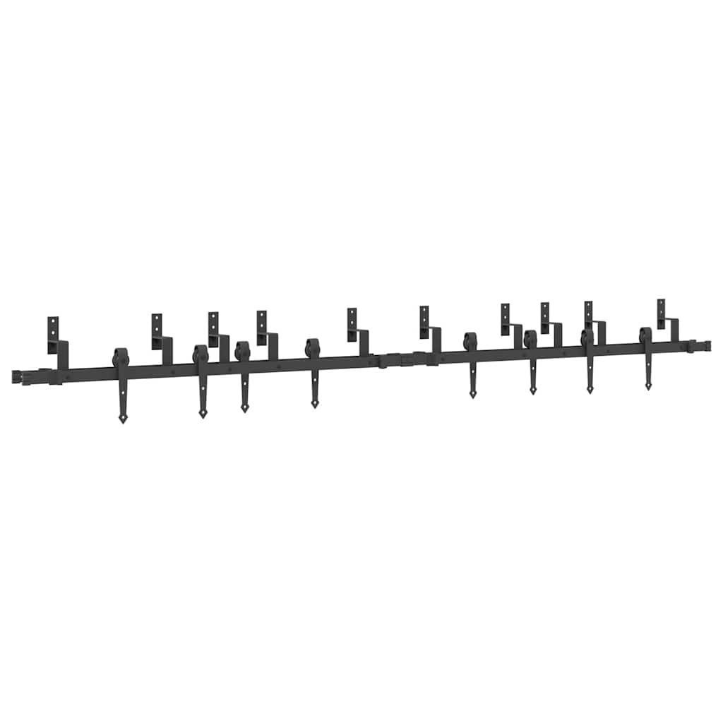 Sliding Door Hardware Set 305 cm Steel Black