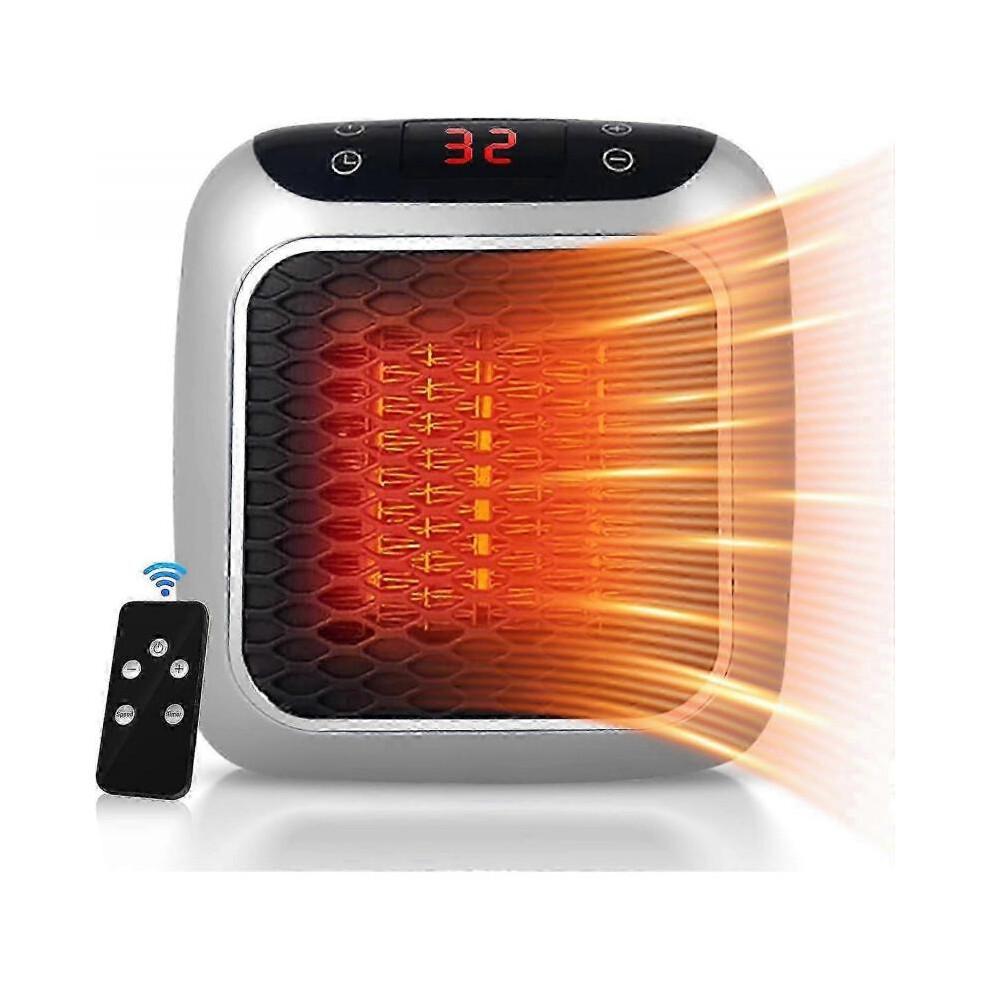 Portable Heater, 800W Ceramic Plug in Heater, Space Electric Fan Heater with Remote Control, 12H Timer, LED Display, 2 Heat Setting-Sa
