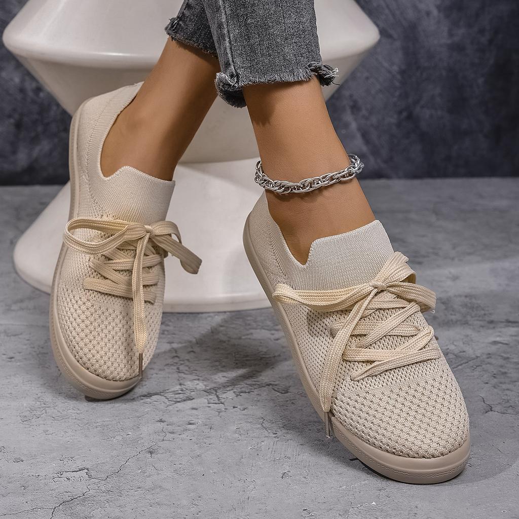 Женские кроссовки сетчатые вязаные на платформе спортивная обувь женская дышащие повседневные кроссовки женские нескользящие на шнуровке теннисные туфли женские