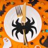 12Pcs Halloween Bat Spoon Fork Holder Spooky Pumpkin Skeleton Ghost Spider Black Cat Cutlery Felt Cover Holiday Party Dining Table Decoration