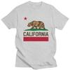 Urban Fashion California State Flag Bear T Shirt Men Pure Cotton 1846 Tee I Love CA Short Sleeve Summer Casual Tshirt Gift Merch