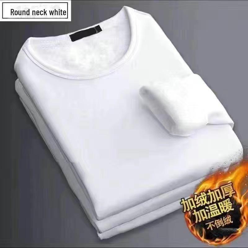 Мужская термофутболка с длинным рукавом из утолщенного бархата, облегающего кроя, однотонная