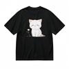 Women's All-Season Soft Classic T-Shirt Cheerful Feline and Botanical Print Tee