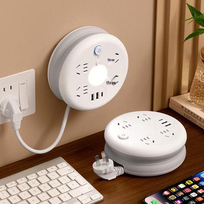 Круглый выдвижной многофункциональный телескопический удлинитель с USB и длинным шнуром - Идеально подходит для общежитий и домов