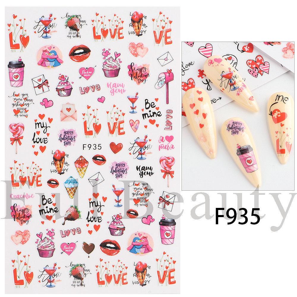Nail Art Stickers, Romantic Valentine'S Day Love Cartoon Panda Love Adhesive Nail Stickers
