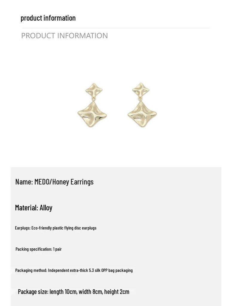 Серьги-подвески геометрической квадратной формы из серебряной иглы S925 – Золотой сплав, Сохраняющие цвет, Легкая роскошь для женщин.