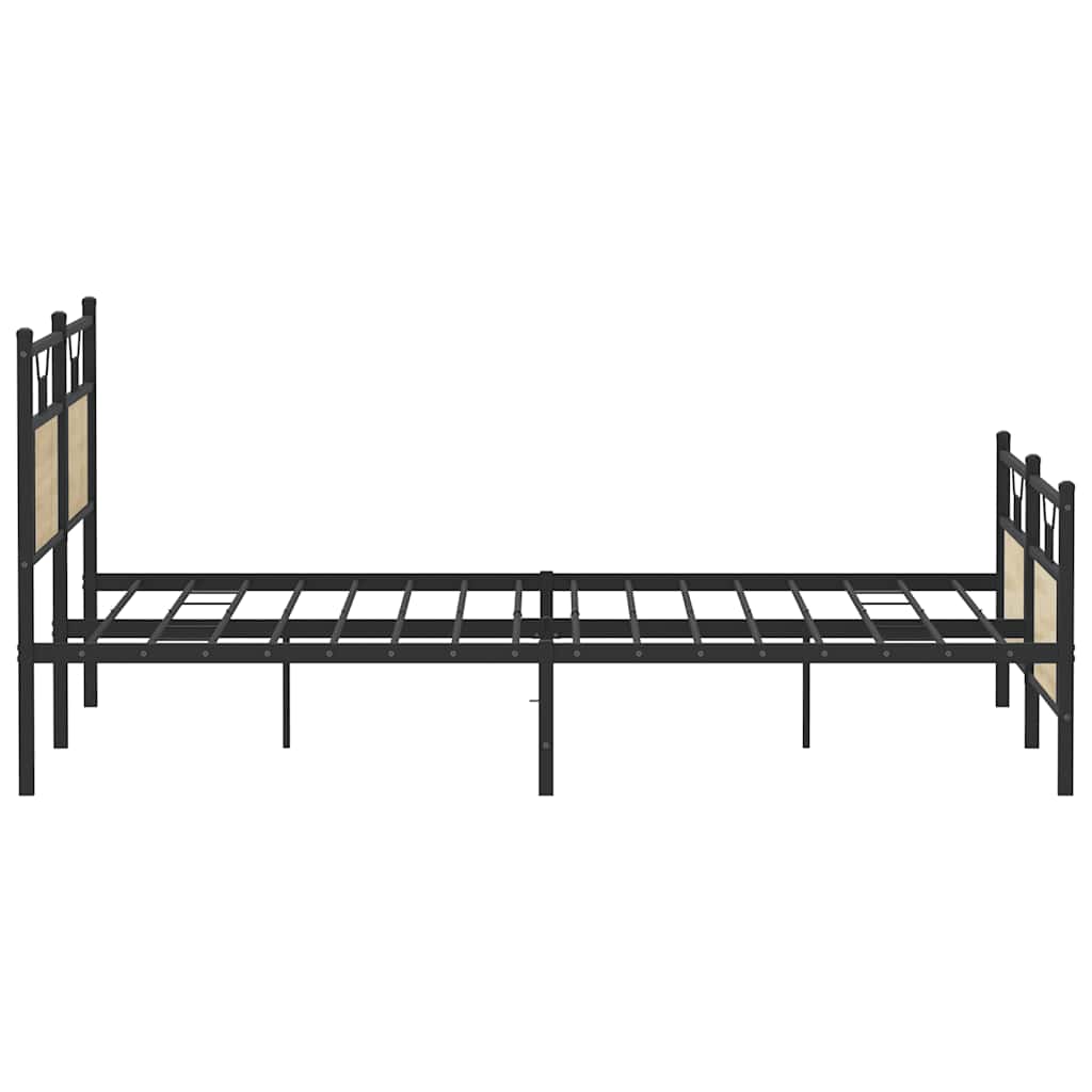 Metal Bed Frame without Mattress Sonoma Oak Finish 160 x 200 cm