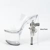 Fully Transparent Women  Dance Shoes 18cm Special-shaped Gun and Wedge Transparent Slippers Sexy Party LFD-10314-16