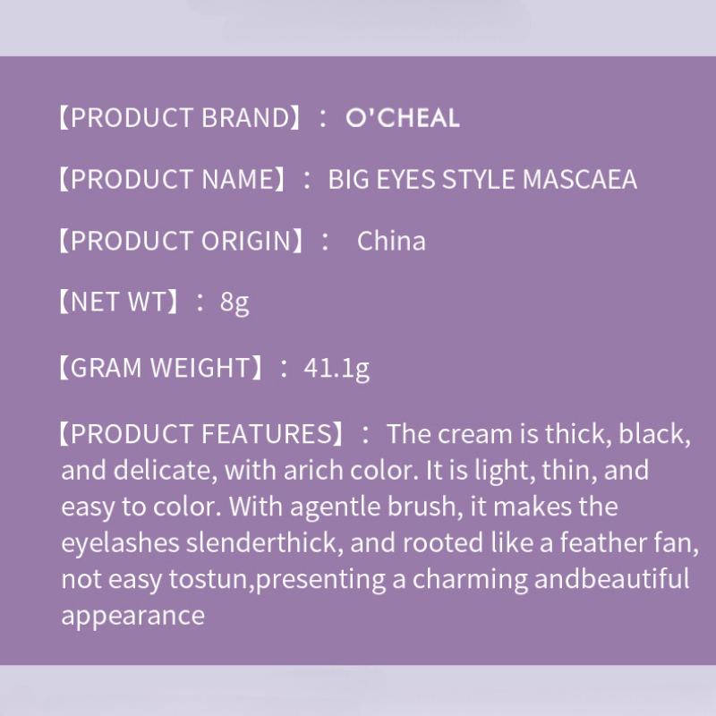O'CHEAL Mascara Черная водостойкая несмываемая удлиняющая и подчеркивающая тушь для ресниц с большой головкой
