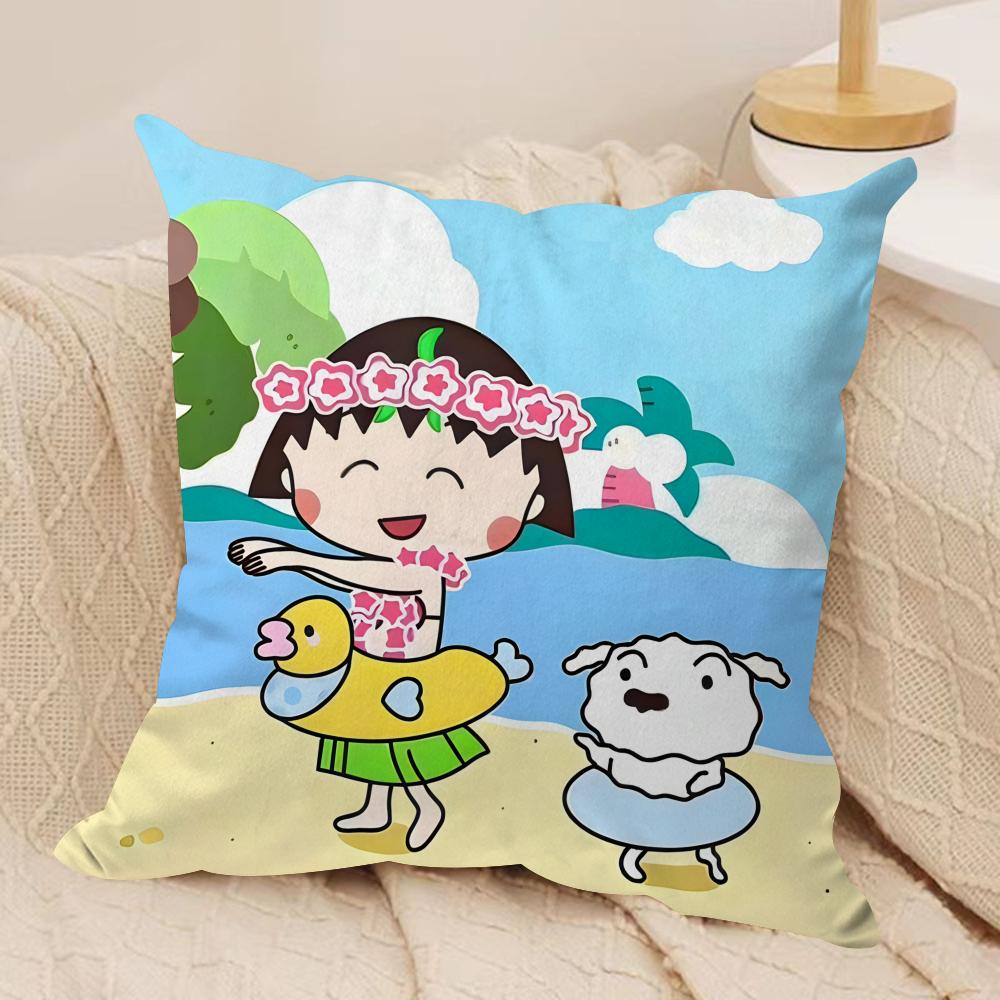 Мультяшная наволочка C-Chibi Maruko-Chan, шелковистый короткий плюш, скрытая молния, пылезащитная наволочка для диванной подушки, для домашнего декора