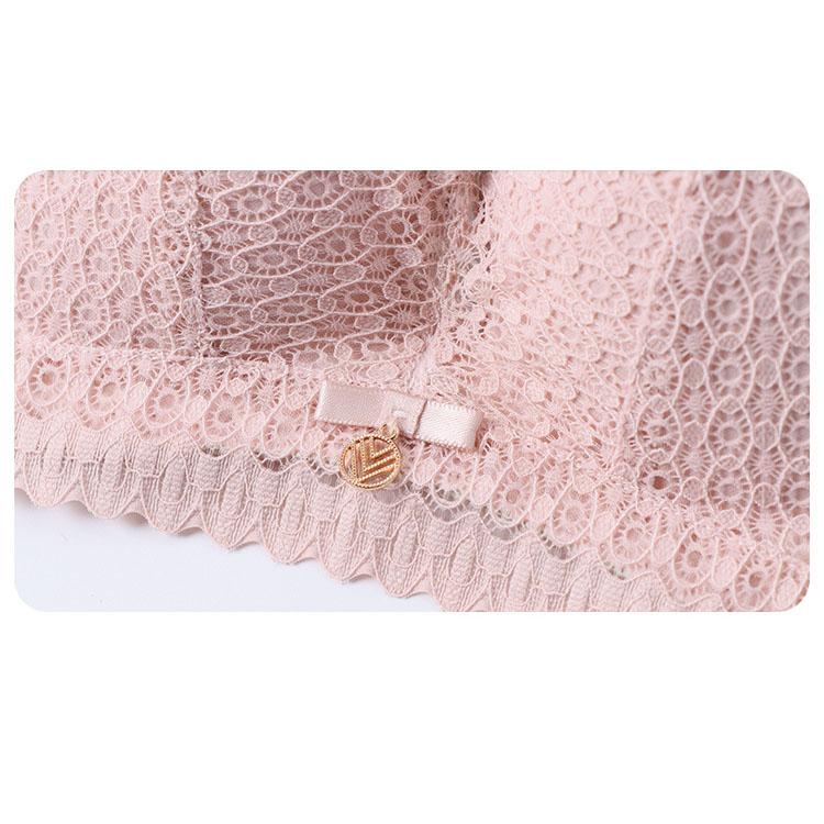 Ladies Comfortable Soft Cotton Bra Wireless Brassiere Adjustment Lace Underwear Teenager Girl Gathered Small Cup Push Up Bralette Top