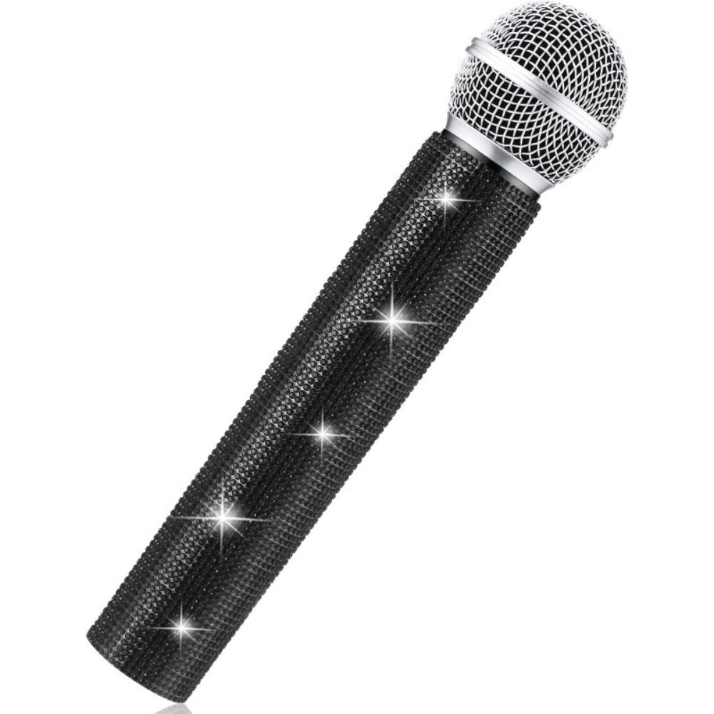 Wireless Microphone Rhinestones Microphone Cover Gold Silver Mic Handle Sleeve Stage Party