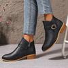 Women's Boots Martin Boots Autumn and Winter New Large Size Short Boots Pointed Middle Heel Belt Buckle Women's Boots