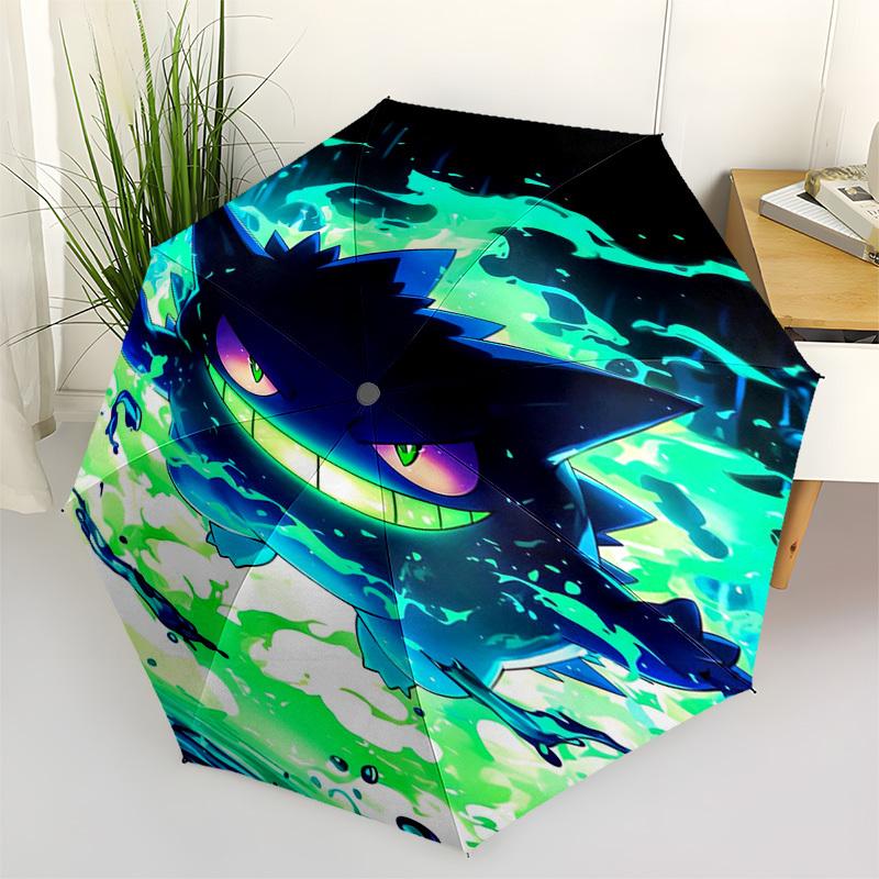 Ghost Pokémon, Dark Energy Themed Automatic Opening and Closing Umbrella, Compact Travel Umbrella, Lightweight and Portable, Suitable for Be