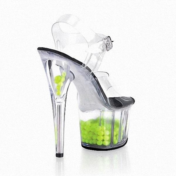 Горячая Распродажа Прозрачные Розовые Босоножки 17СМ Хрустальный Высокий Каблук Обувь на Платформе