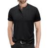 Men's Short Sleeved Shirt Men's 4-button T-shirt Casual Top